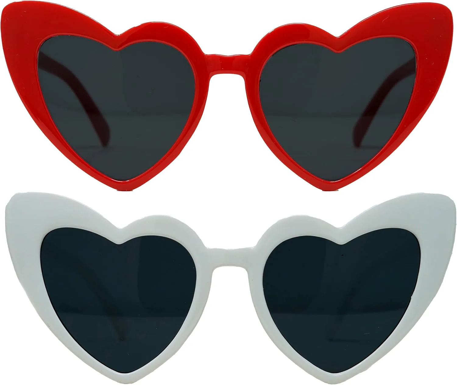 

Стильные солнцезащитные очки Funky Junque для женщин в форме сердца, модные очки для девичника, винтажные ретро-очки, очки для невесты, 2 Pack - 1 Red & 1 White