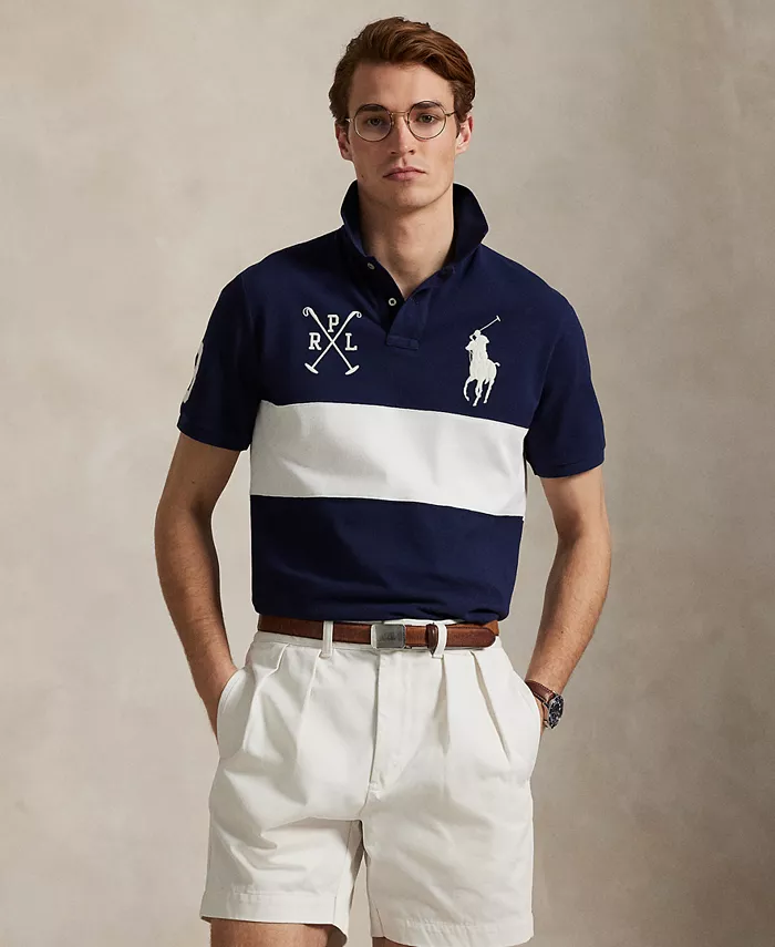 

Мужская поло с вышивкой Big Pony, slim fit, из сетчатой ткани Polo Ralph Lauren, синий
