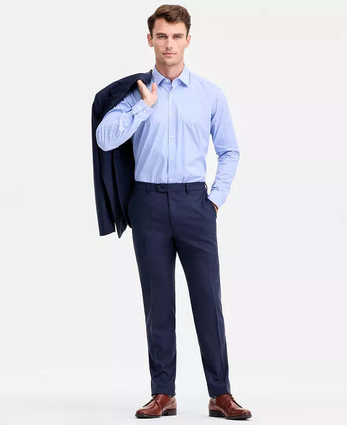 

Мужские брюки Modern-Fit Stretch Blue Sharkskin из шерстяной смеси Ted Baker, синий