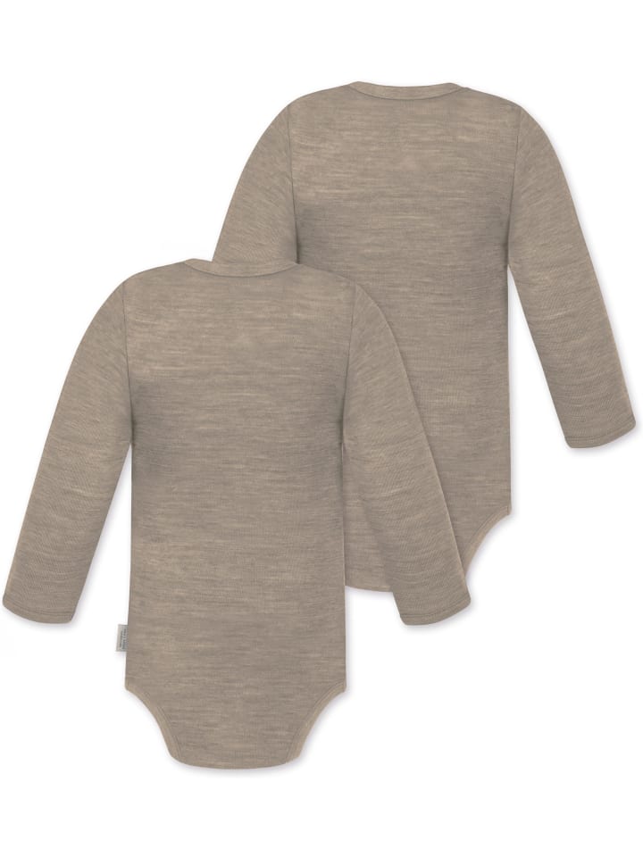 Normani Outdoor Sports Комплект из 2 детских боди с длинными рукавами из мериносовой шерсти "Туай" бежевого цвета — фото 2
