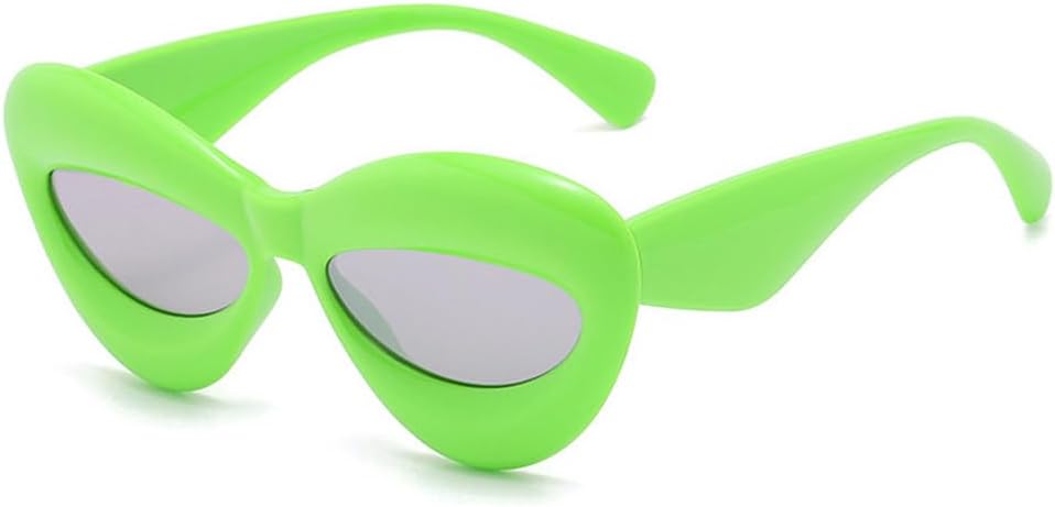 

Ретро-солнцезащитные очки «кошачий глаз» ярких цветов для женщин, модные овальные линзы, защита от УФ-излучения UV400 для мужчин, желто-розовые солнцезащитные очки TKKTLLT, Green Silver Mirror