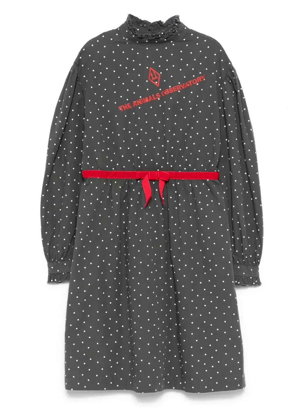 

Платье миди Tortoise в горох с оборками The Animals Observatory, серый