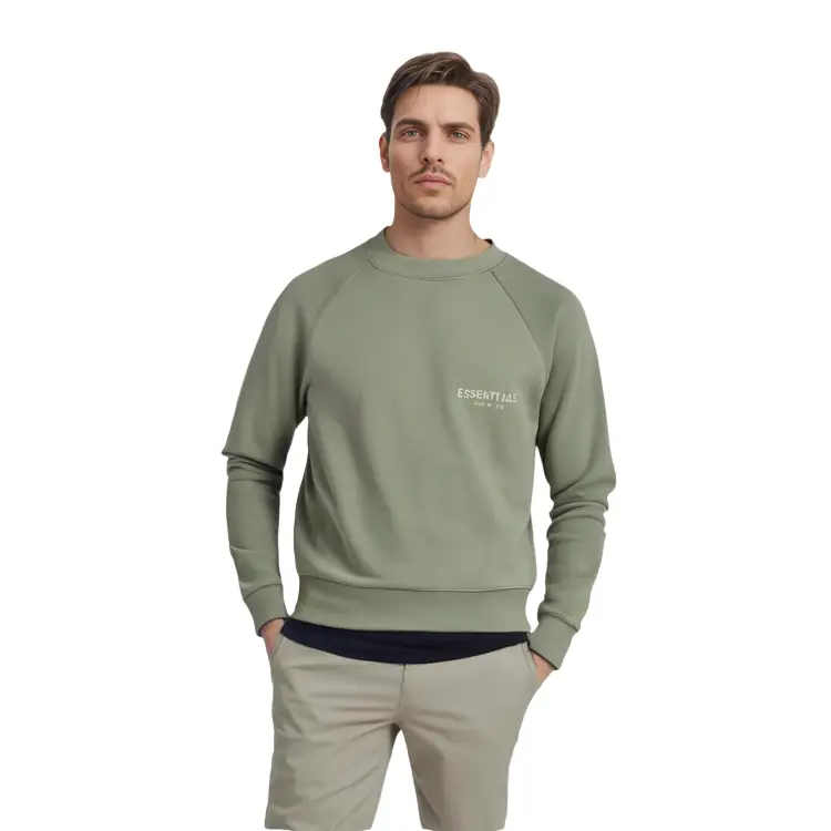 Толстовка мужская пыльно-зеленая Fear Of God Essentials, зеленый — фото 4
