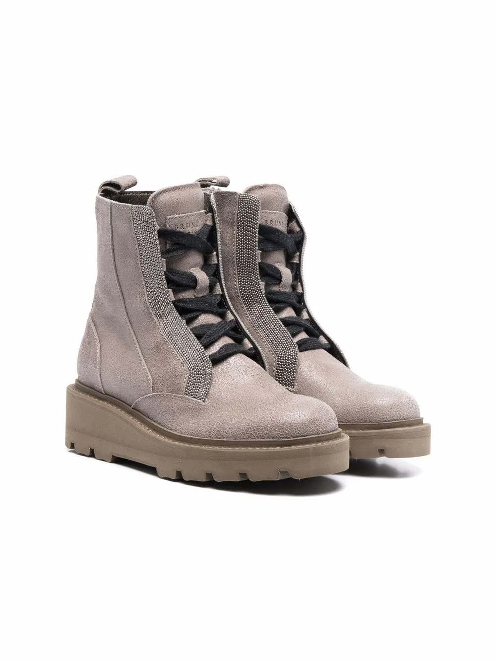 

Ботинки на шнуровке Brunello Cucinelli Kids, серый