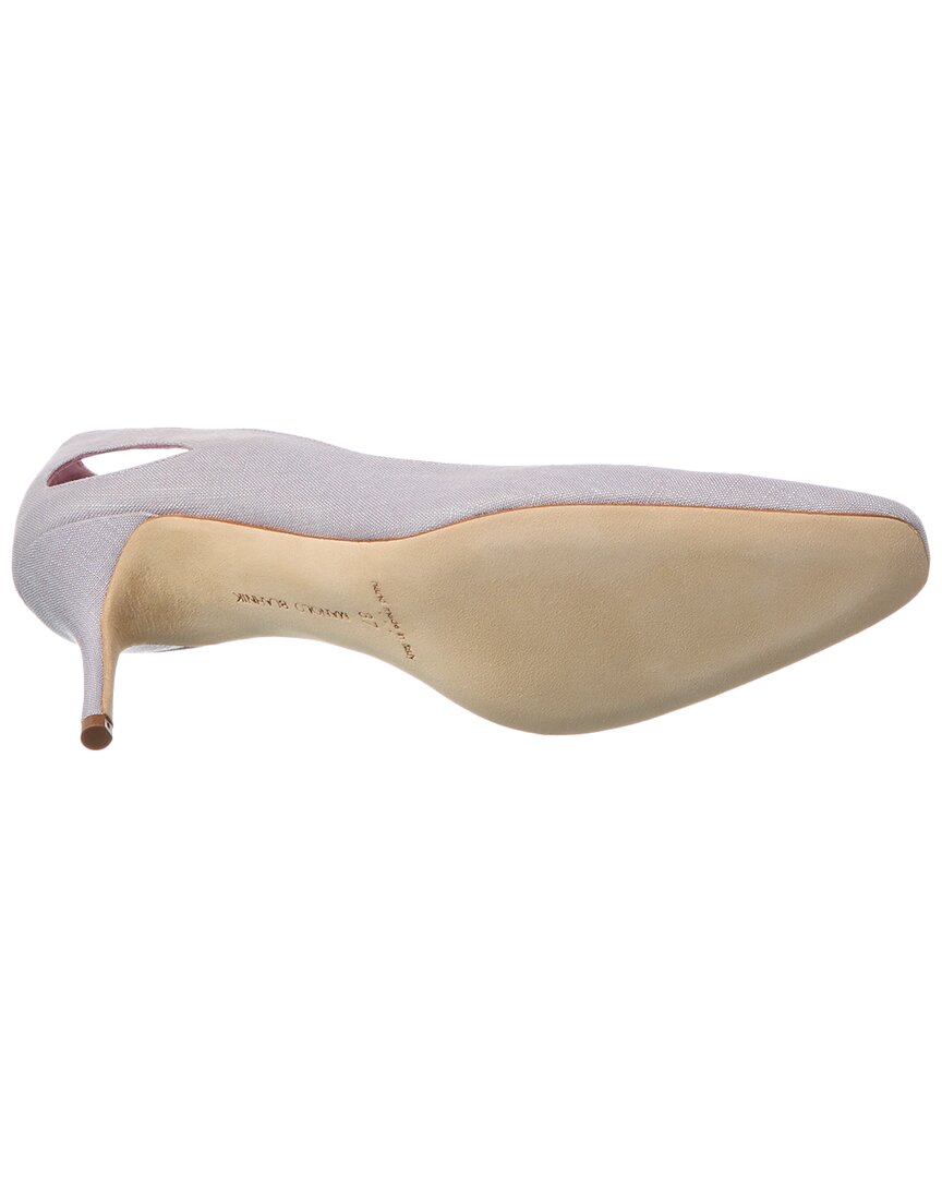 Manolo Blahnik Toplaca 70 Linen Pump, серый — фото 4