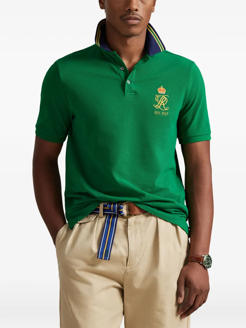 Поло с логотипом на пуговицах Polo Ralph Lauren, зеленый — фото 3