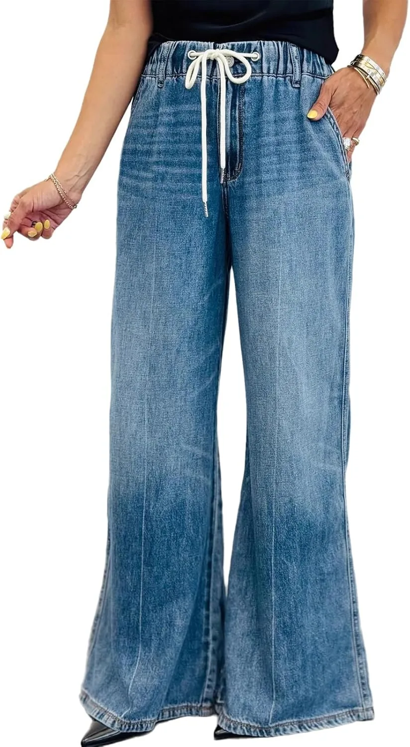 

Женские джинсы Casual Loose Fit Wide Leg Mid Rise Y2k High Street MRNYQBM