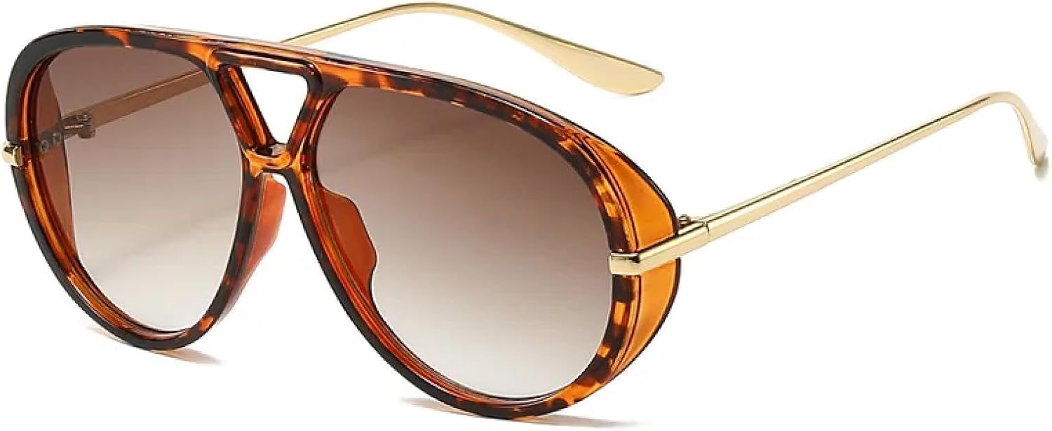 

Мужские солнцезащитные очки с двойной перемычкой, ретро-очки оранжевого цвета, модные женские солнцезащитные очки с защитой от УФ-излучения UV400 HHZZYVY, Leopard-brown