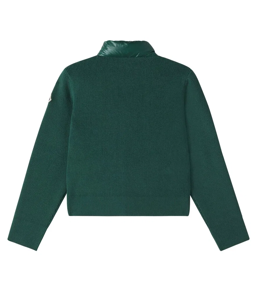 Хлопковая куртка с пуховыми вставками Moncler Enfant, зеленый — фото 2