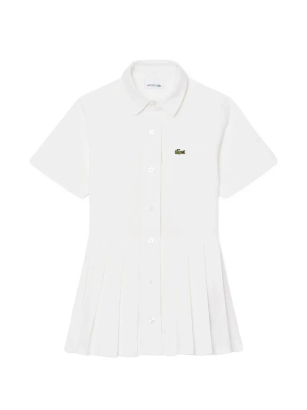 Платье с короткими рукавами и плиссировкой Lacoste, белый
