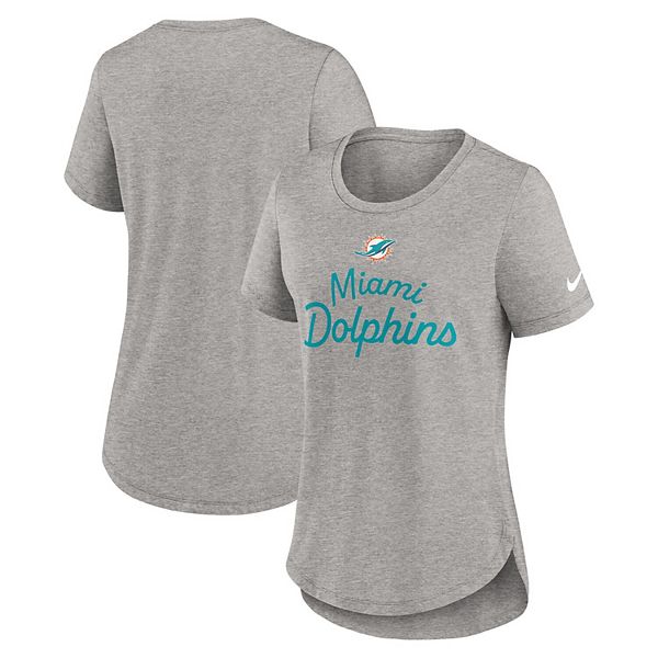 Женская серая футболка Miami Dolphins Script Tri-Blend Nike — фото 2