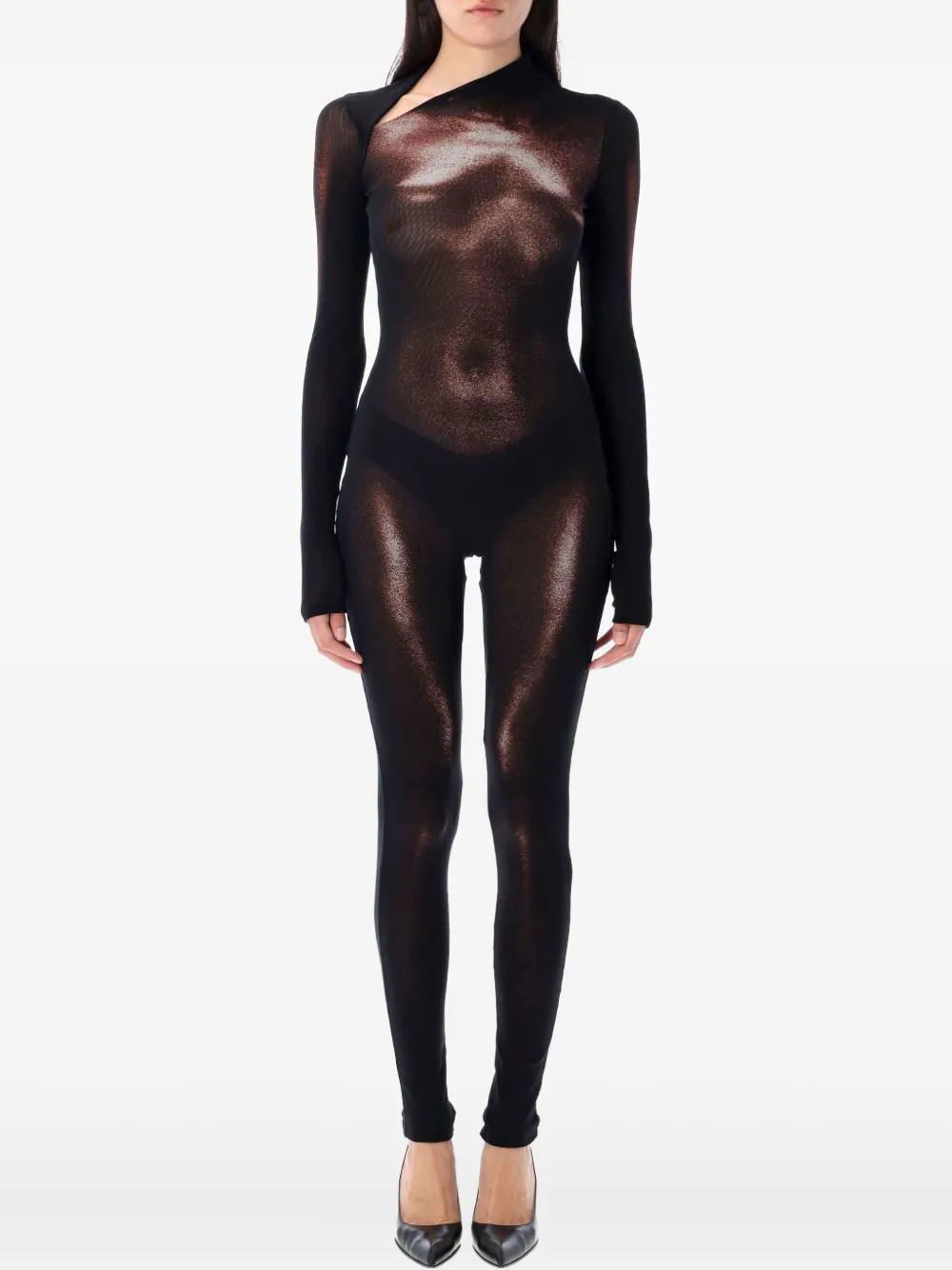 

Сетчатый комбинезон с принтом Jean Paul Gaultier, черный