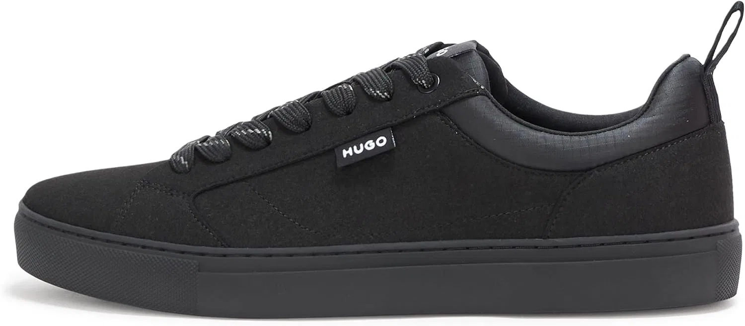 Мужские кожаные кроссовки HUGO Morrie Low Profile Friendly, Black Shade — фото 2