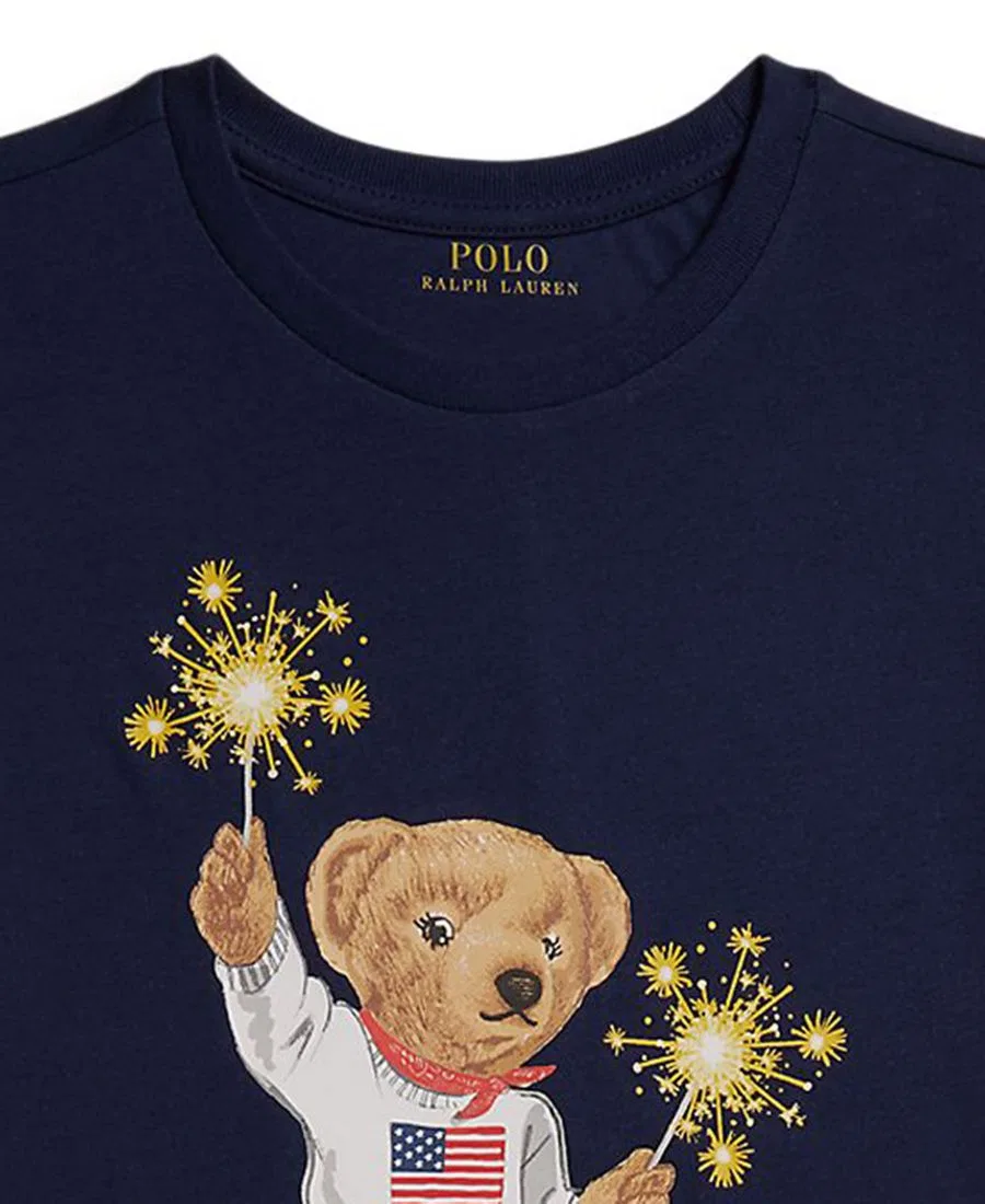 Детское трикотажное платье с короткими рукавами Polo Bear (7-16 лет) Polo Ralph Lauren, темно-синий — фото 3