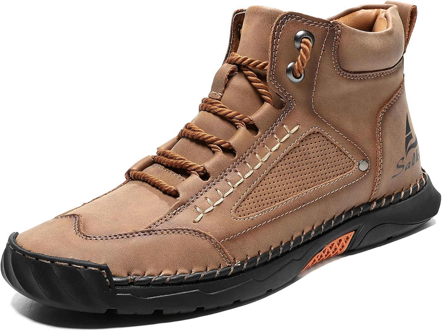 

Мужские ортопедические удобные ботинки ручной работы, повседневные средние кеды для ходьбы и вождения, водонепроницаемые, с поддержкой свода, просторным носком, кожаные туфли Nxnbhsl, коричневый