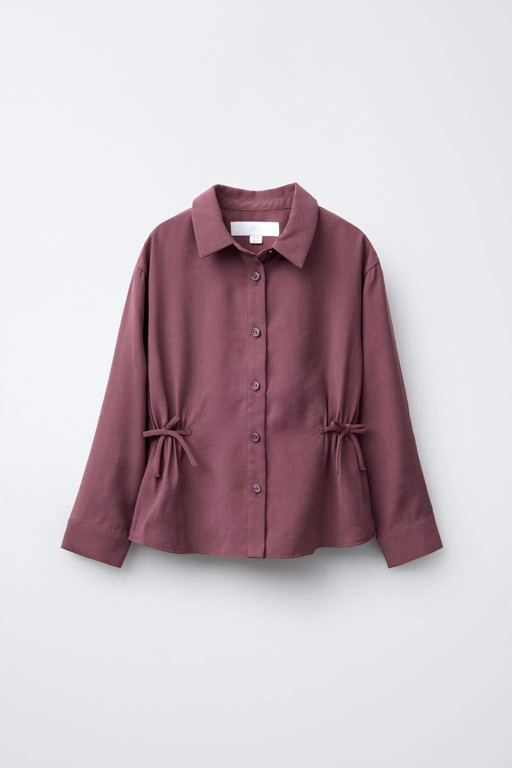 

Струящаяся рубашка с бантиковым принтом ZARA, цвет Raspberry