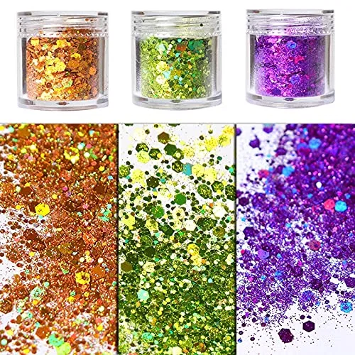 Блестки для дизайна ногтей в форме шестиугольников Yuoyu — фото 3