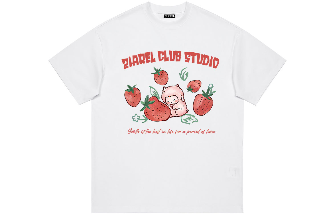

Футболка Unisex Crew Neck Moderate Heavyweight ZIAREL, белый[strawberry lamb]