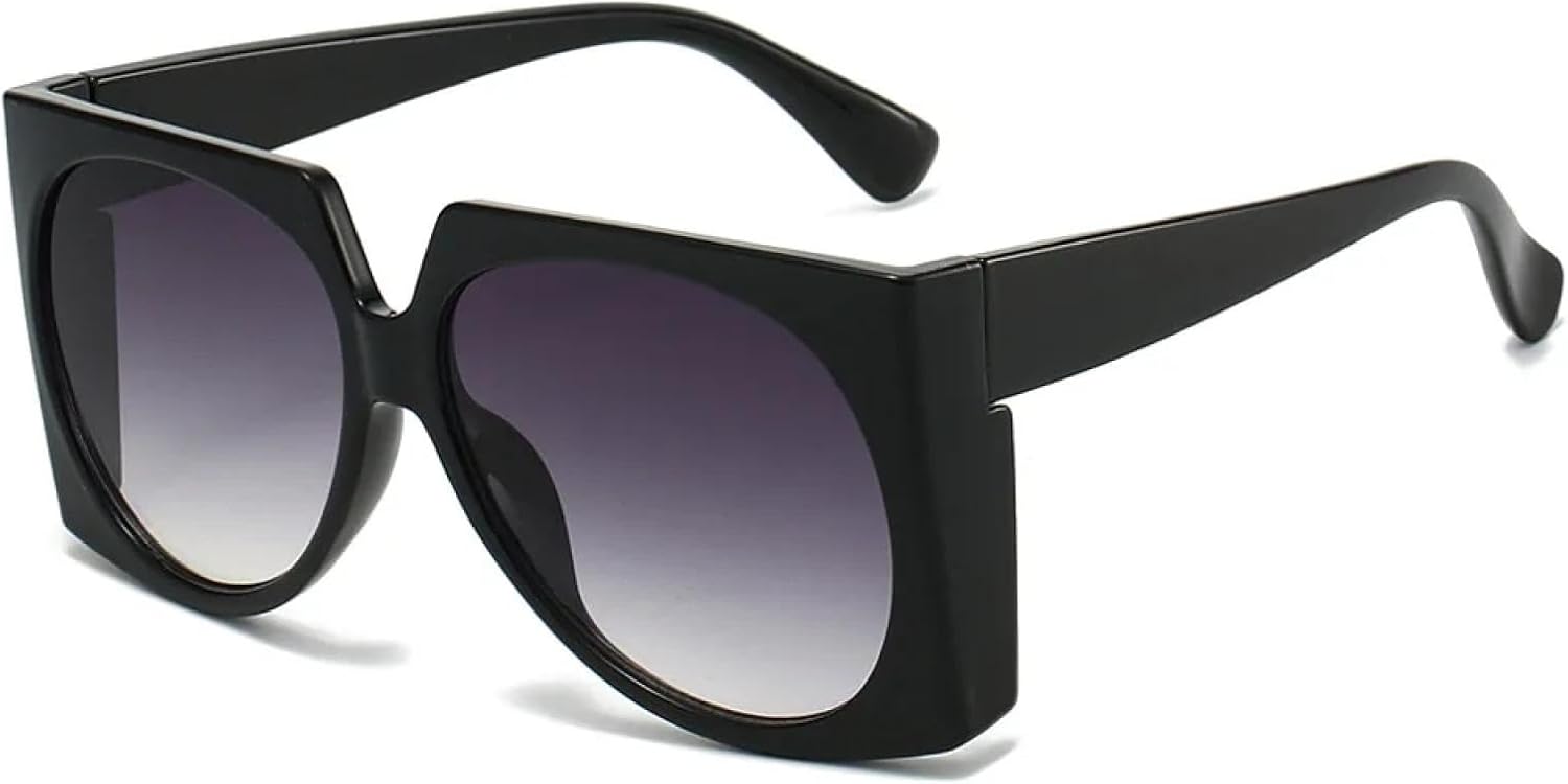 

Винтажные большие солнцезащитные очки неправильной формы для женщин и мужчин в стиле панк, популярные, в крупной оправе, роскошные, с защитой от УФ-излучения UV400 TYUVIVO, Black Gray