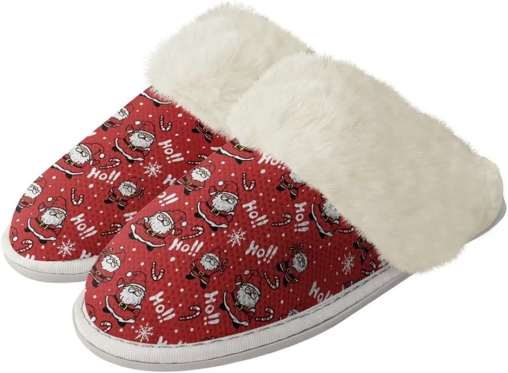 

Женские и мужские рождественские пушистые тапочки xixirimido с противоскользящей подошвой для дома и улицы, Santa Claus Ho