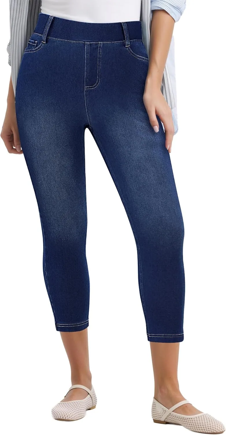 

GRAPENT Capri Jeans для женщин, скинни, на высокой талии, с эластичным поясом