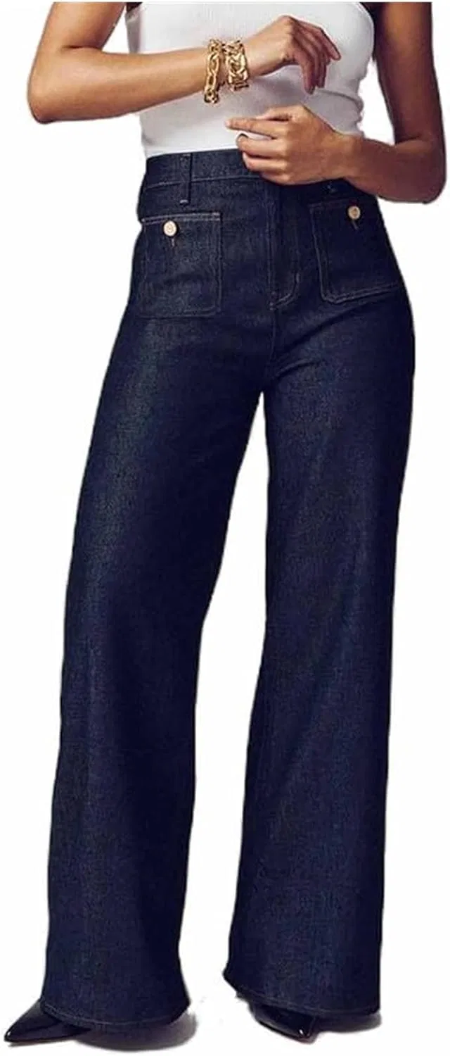 Джинсы с утяжкой талии Wide Leg, темно-синий