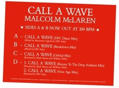 

Сингл 12" McLaren, Malcolm & the Bootzilla Orchestra: Call A Wave Remixes