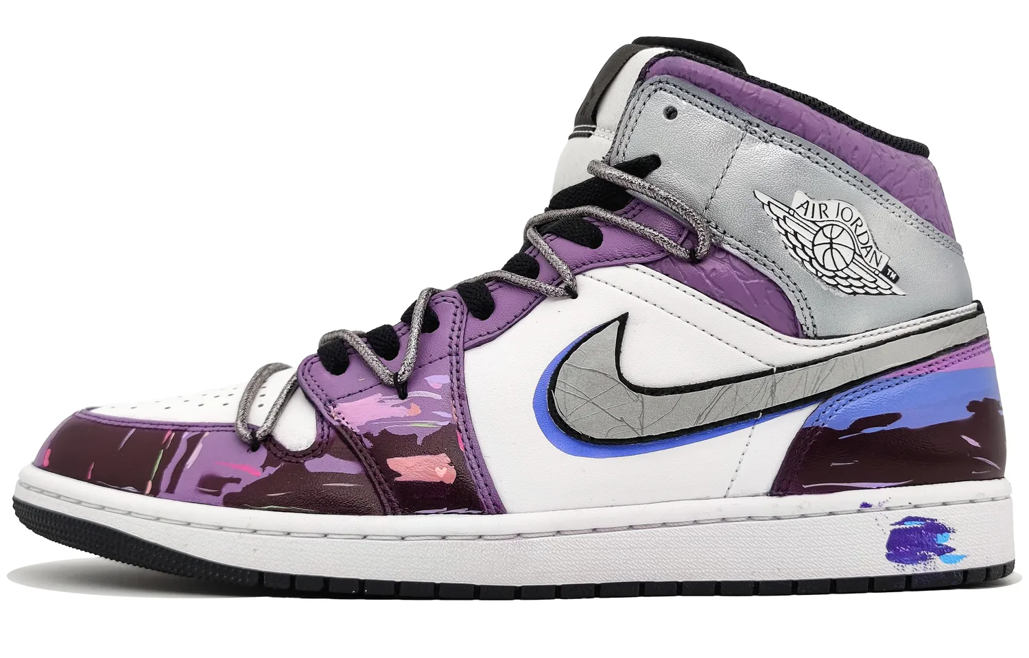 Jordan Кроссовки мужские Air 1 Mid top Vintage дышащие, устойчивые к истиранию, Cyber Purple