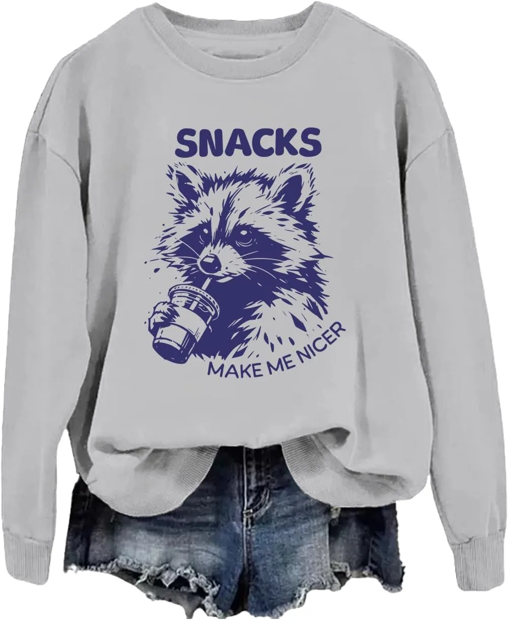 

Толстовка с длинным рукавом Funny Animal Raccoon Snacks Make Me Nicer