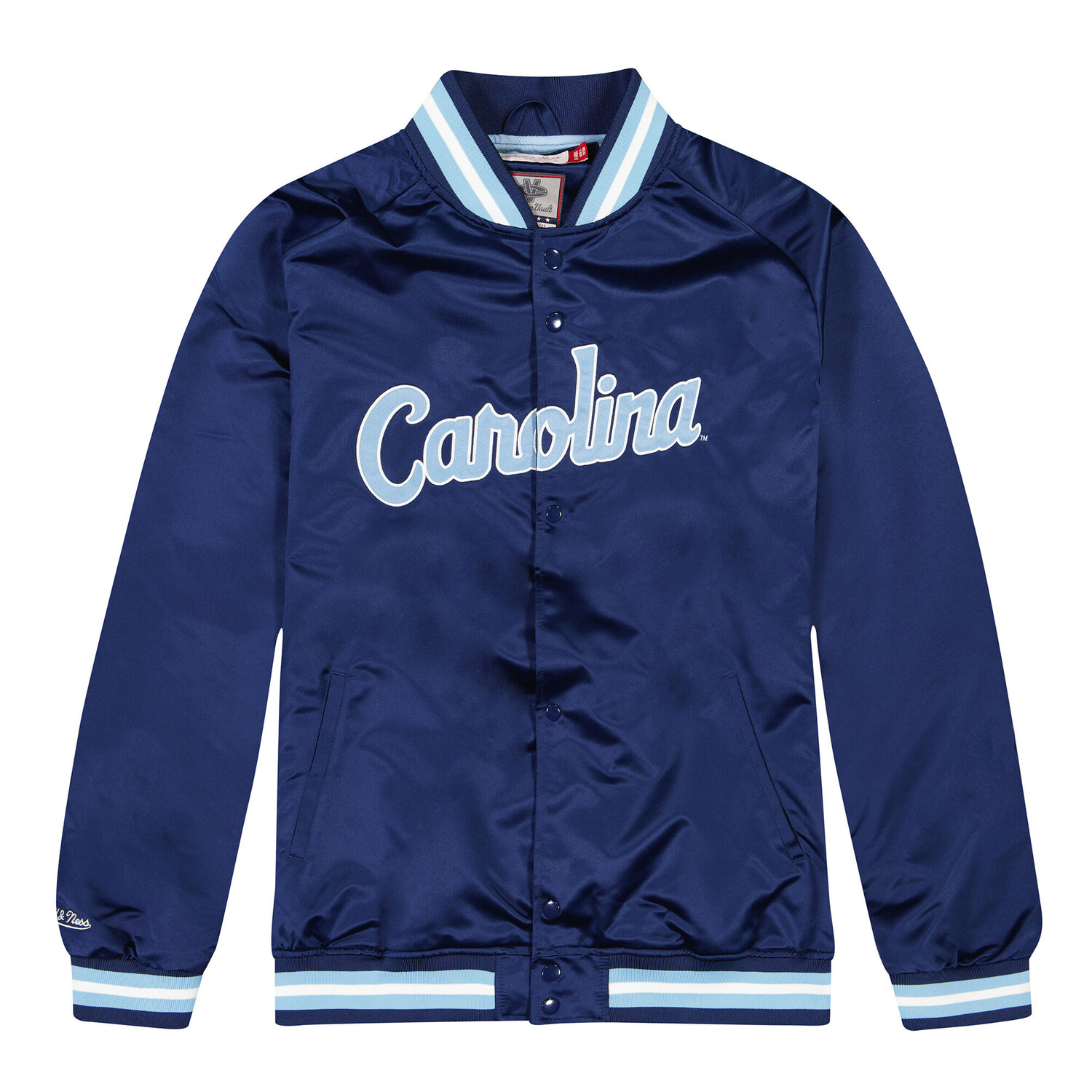 

Куртка NCAA University of North Carolina Lightweight Satin Jacket Mitchell And Ness, цвет Navyblau, Синий, Куртка NCAA University of North Carolina Lightweight Satin Jacket Mitchell And Ness, цвет Navyblau