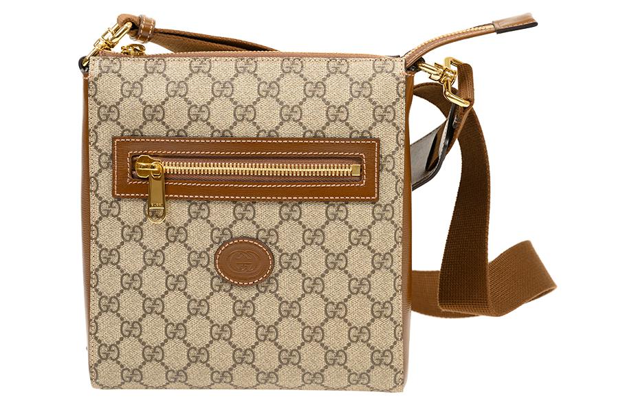 

Сумка-мессенджер из холста с кожаными деталями, через плечо, кроссбоди мужская GUCCI