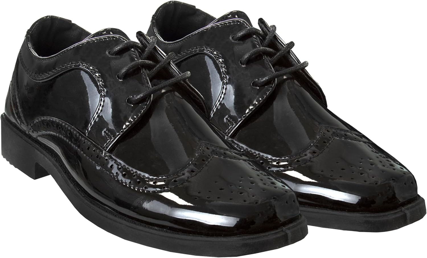 Классические комфортные оксфорды Josmo Boys - модель Wing Tip, формальные туфли на шнуровке (цвета: черный/коричневый/белый) (размеры: 7-10 малыши / 11-2 маленькие дети / 3-6 большие дети) — фото 2