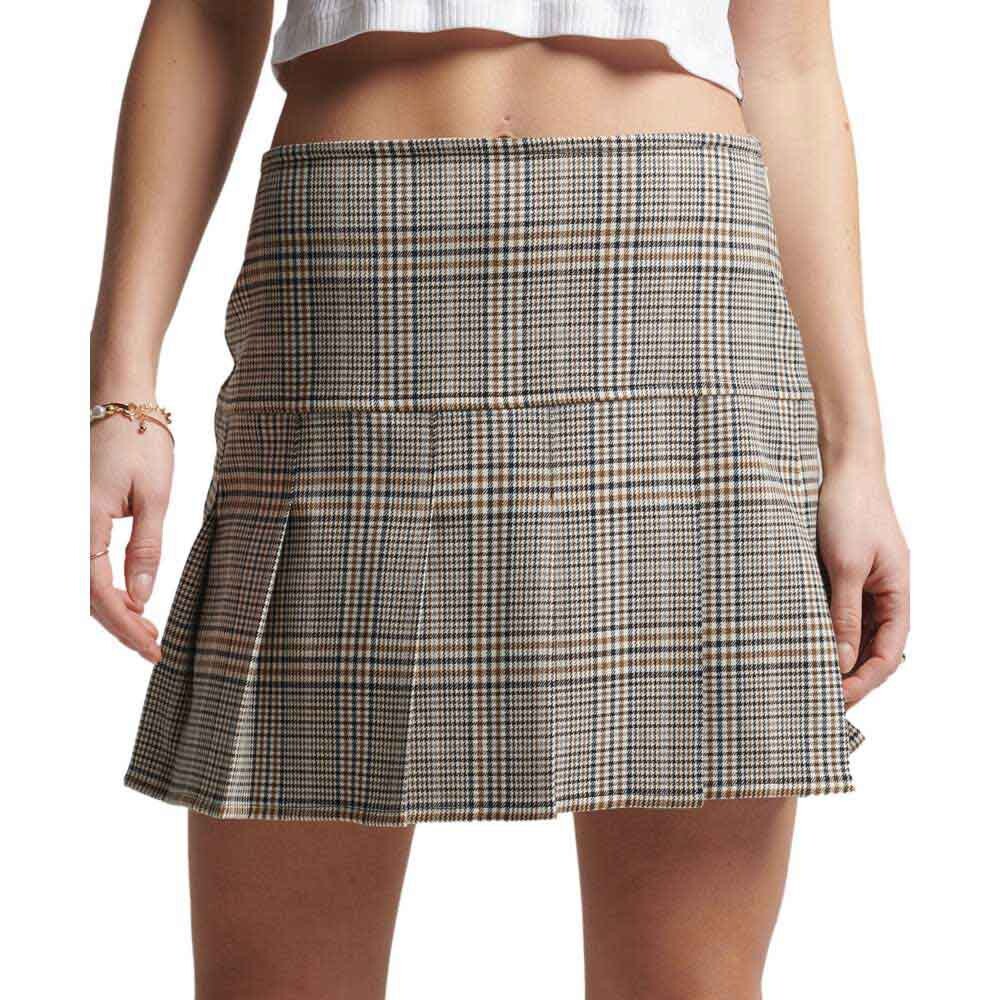 

Юбка мини Superdry Vintage Tweed Pleat, серый
