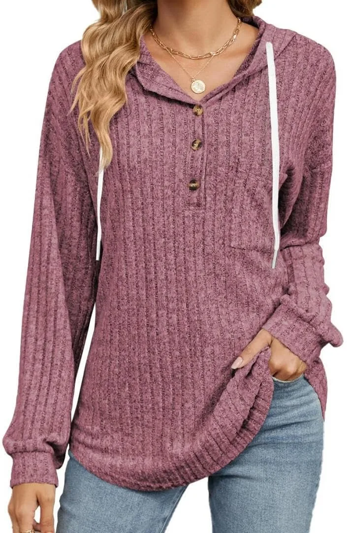 

FMCHICO Свитер для женщин с длинным рукавом, пуловер с капюшоном и карманом, белый