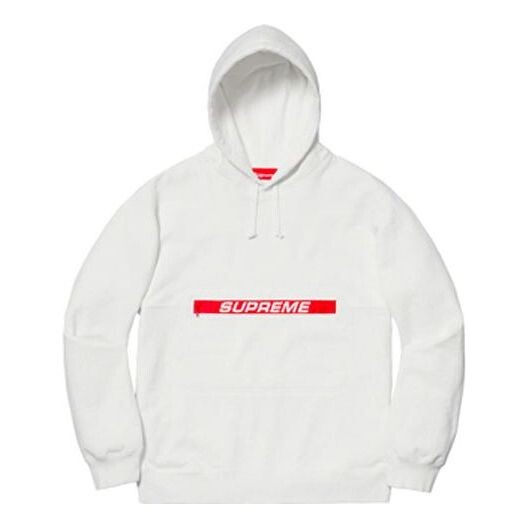 

Толстовка ss19 zip pouch hooded sweatshirt white logo Supreme, белый