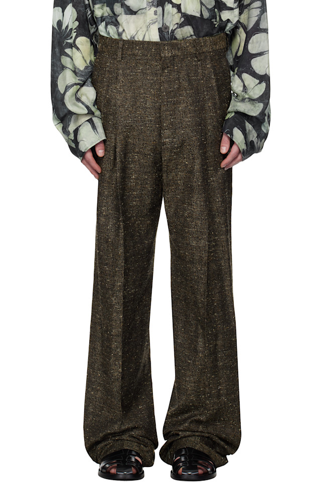 

Брюки плиссе Dries Van Noten, цвет mud