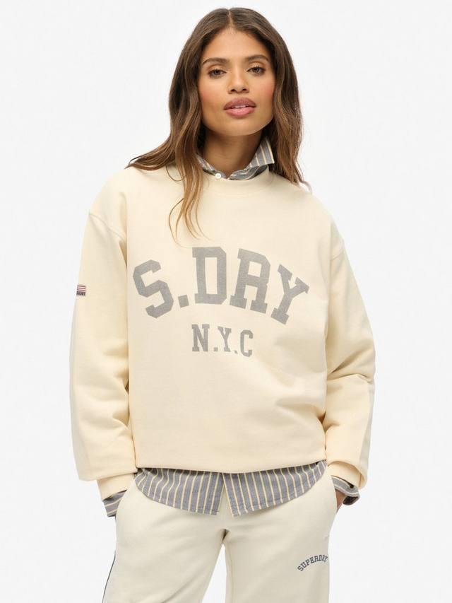 

Эластичный свитшот Athletic Essentials свободного кроя Superdry, Desert Bone White