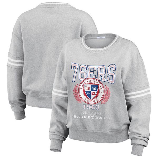 

Женский свитшот Philadelphia 76ers из френч терри хизер-серого цвета Wear By Erin Andrews, Серый, Женский свитшот Philadelphia 76ers из френч терри хизер-серого цвета Wear By Erin Andrews