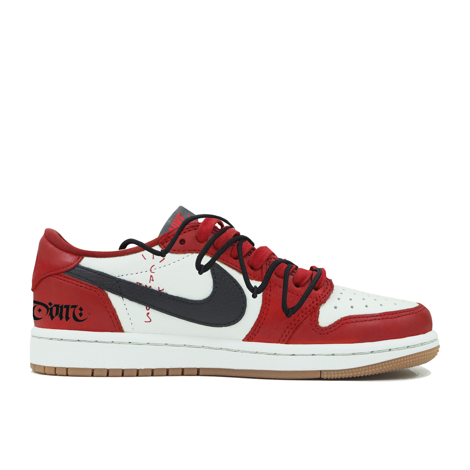 Кроссовки Travis Scott Air Jordan 1 Vintage Basketball Shoes Women's Low-top, красный — фото 2