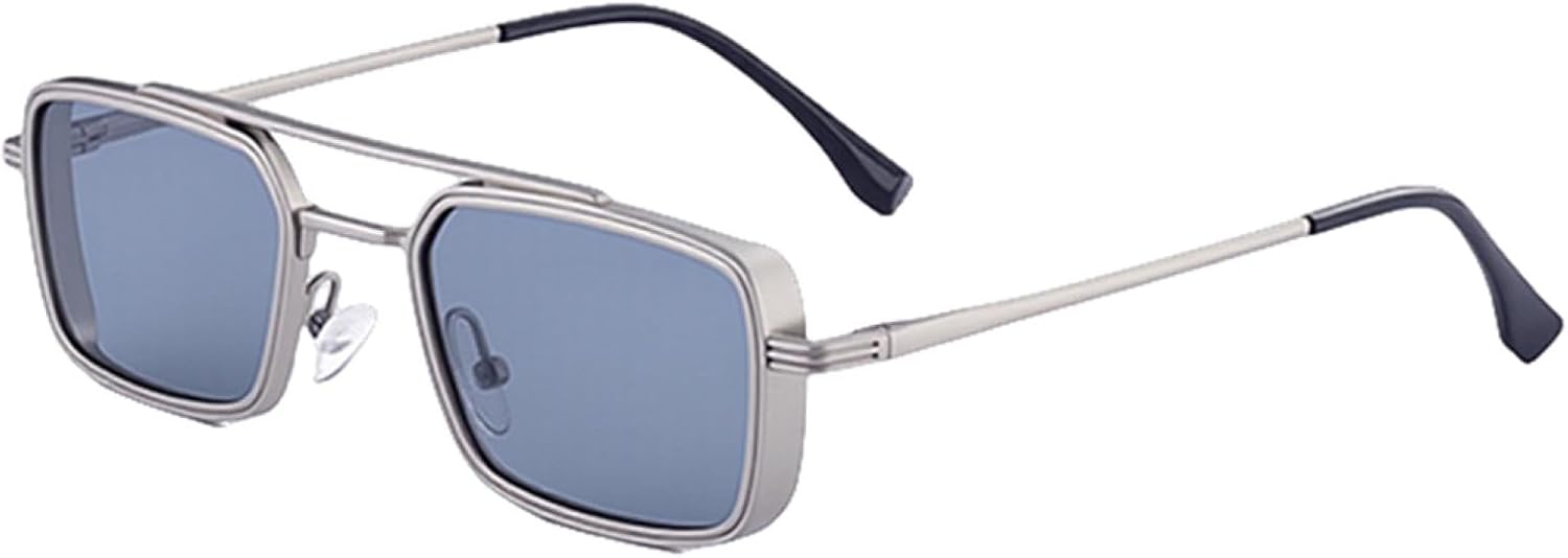 

Винтажные панк-солнцезащитные очки прямоугольной формы для мужчин и женщин, роскошная классическая металлическая оправа, стимпанк, защита от УФ-излучения UV400 для вождения TVTBBVV, C10lightsilver