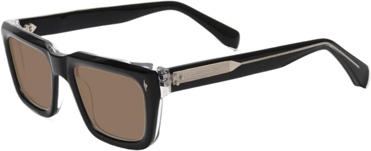 

Винтажные поляризованные ацетатные солнцезащитные очки для мужчин, ретро-дизайнерские солнцезащитные очки UV400, утолщенные солнцезащитные очки для женщин, ручная работа, роскошные очки QOGANS, Black T Brown