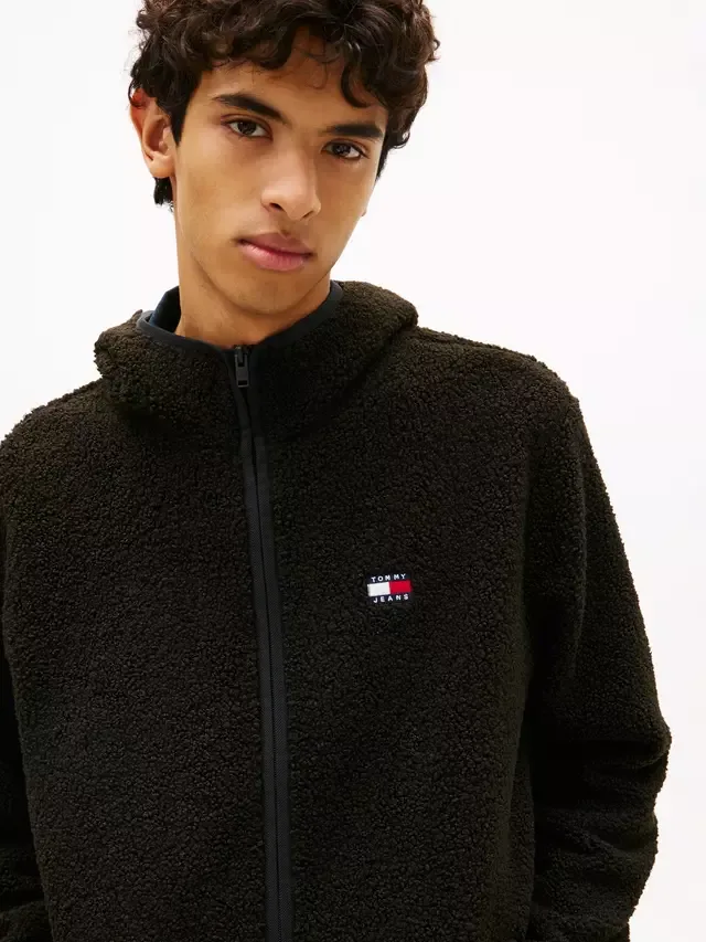Худи Tommy Jeans из плюшевого флиса на молнии, черное Tommy Hilfiger — фото 3