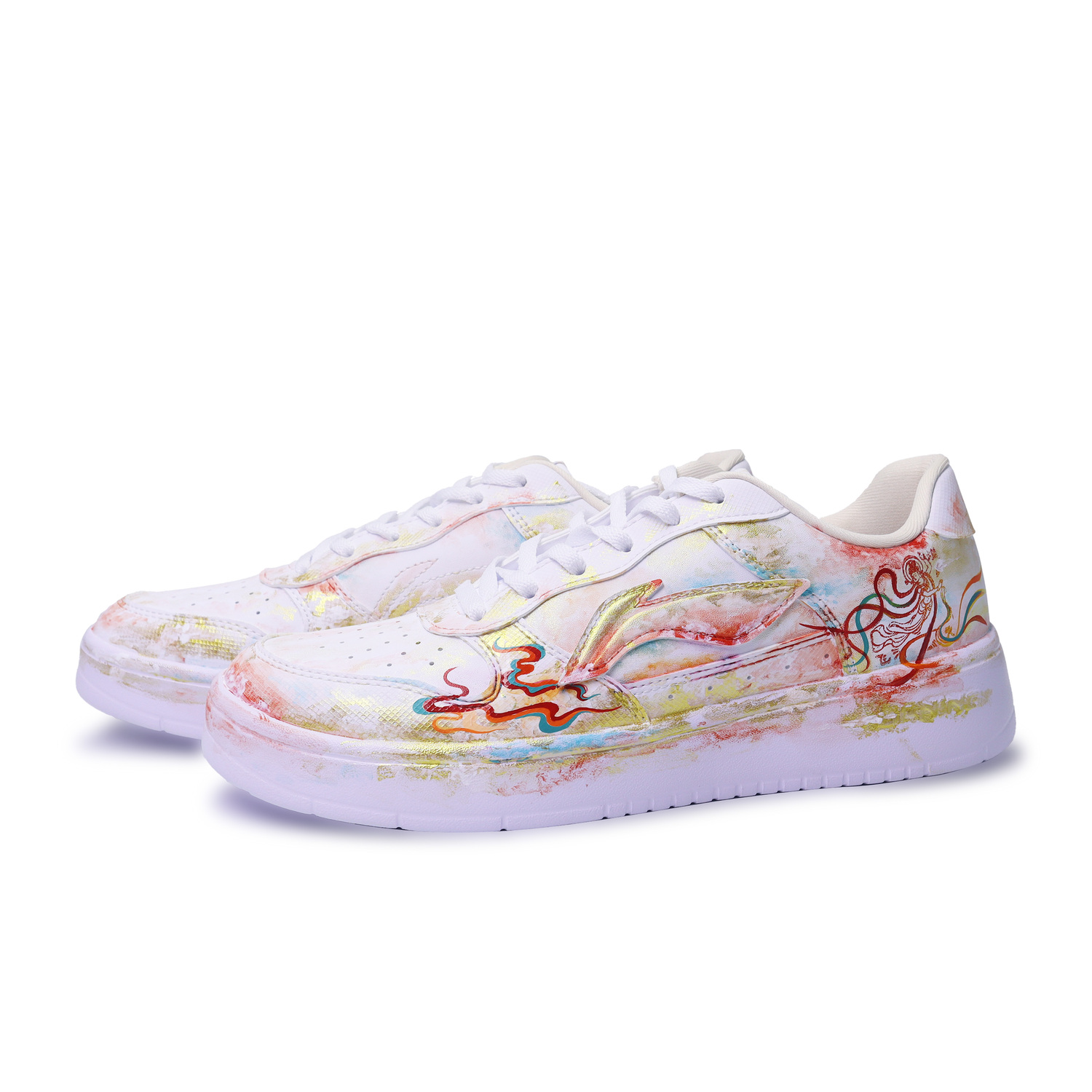 Li Ning Floating Boat Dunhuang Flying, Graffiti, Hand Drawn Synthetic Leather Li-Ning, оранжевый красный — фото 4
