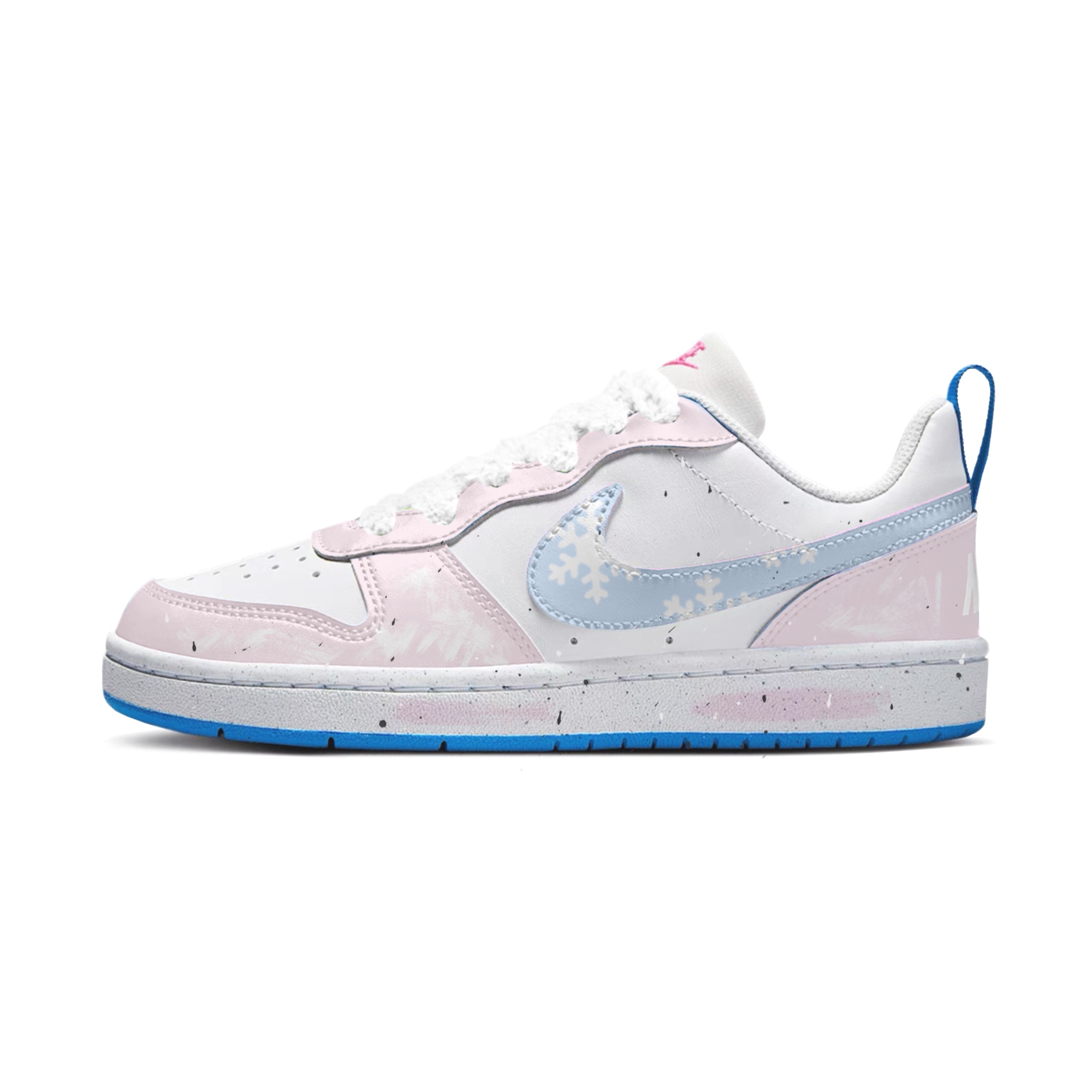 

Nike Court Borough Synthetic Leather Slip Resistant Abrasion Resistant Low top Kids' Skateboarding Shoes Pink Blue