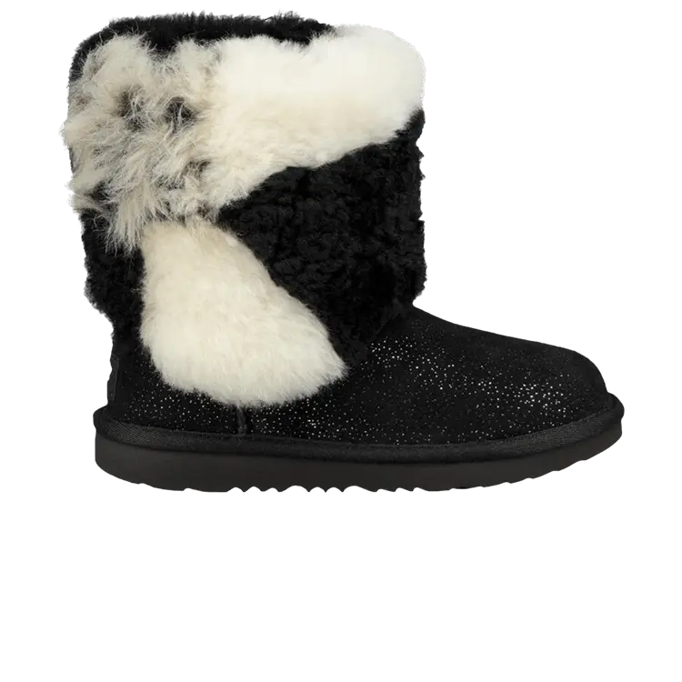 

Ботинки UGG Classic Short Patchwork Fluff Boot Kids Black, черный