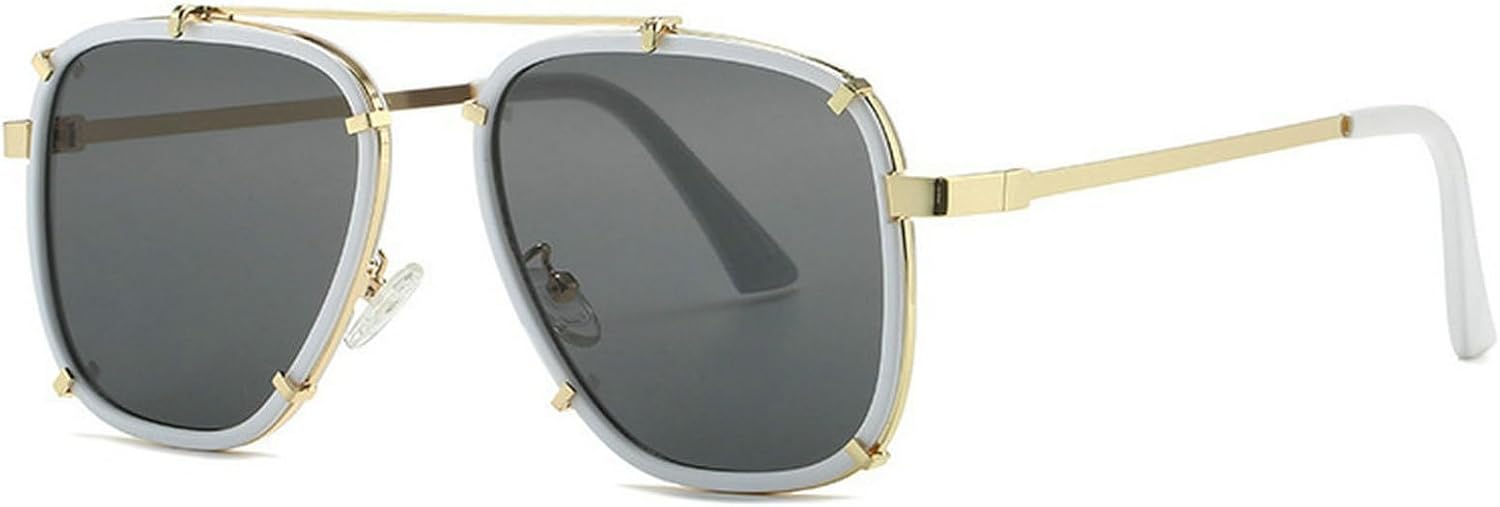 

Модные квадратные солнцезащитные очки для женщин и мужчин, винтажные квадратные солнцезащитные очки-пилот, стильные винтажные очки с плоской верхней частью mincl, White Black