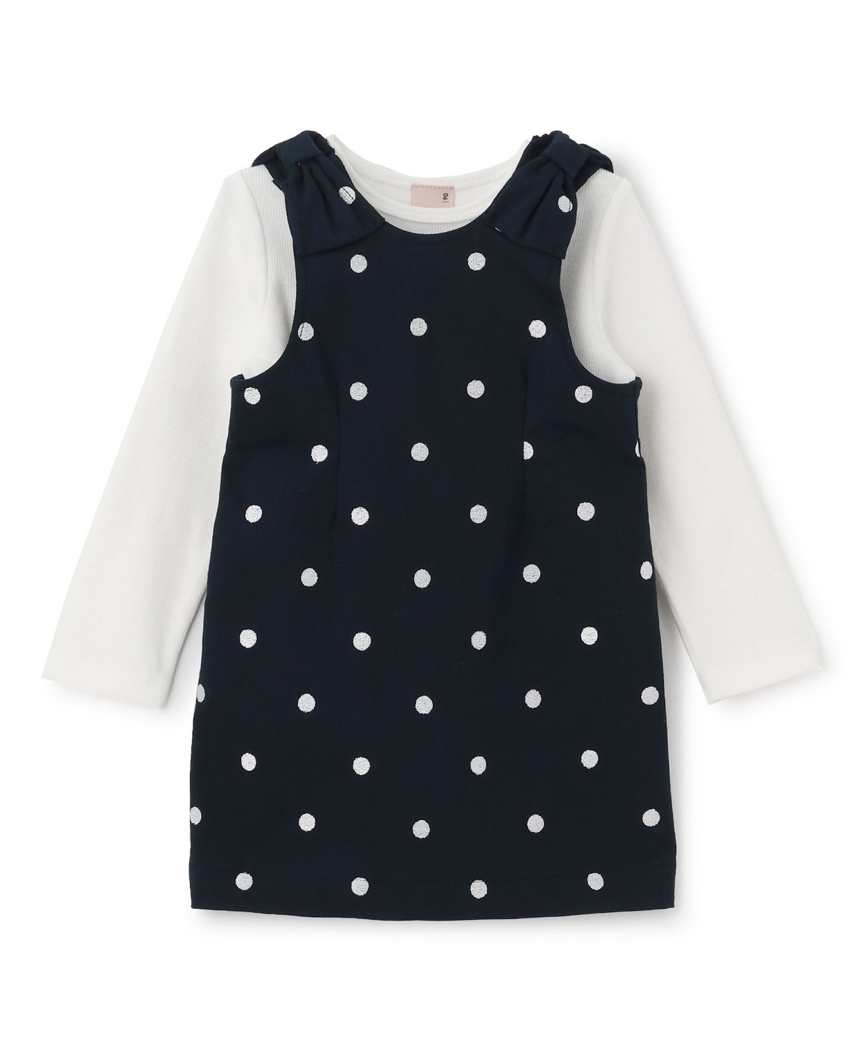 Комплект из джемпера и юбки с ленточкой на плечах Petit main, Navy blue