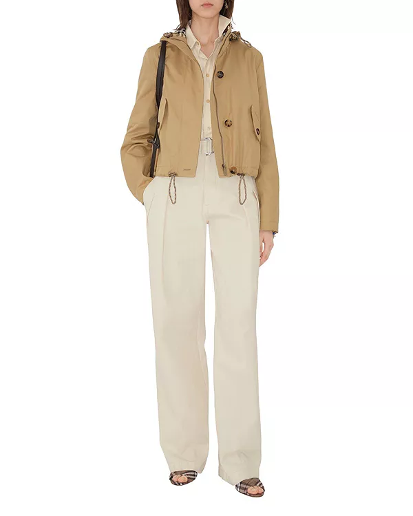 

Короткая габардиновая парка Burberry, бежевый