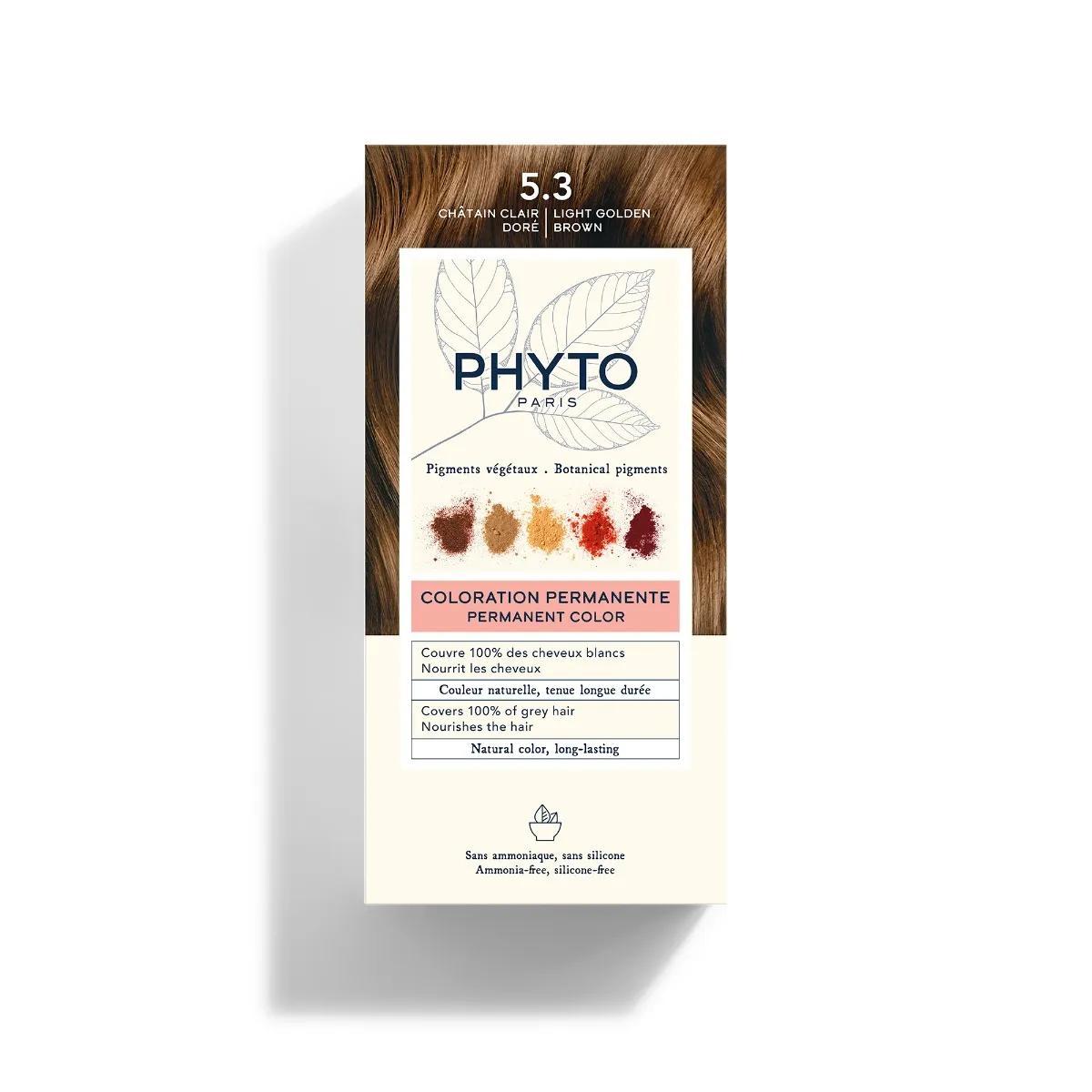 

Phyto Phytocolor 5.3 Светло-коричневое золотистое перманентное окрашивание без аммиака 100% покрытие седых волос