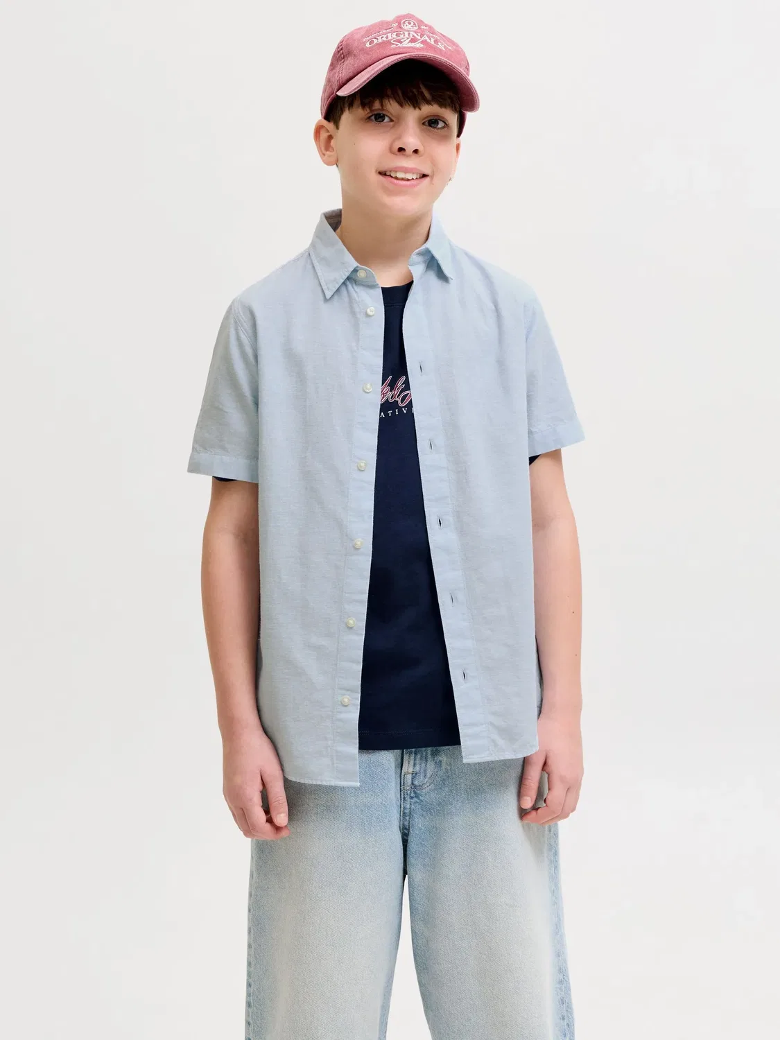 Рубашка из льна с хлопком, JACK & JONES Junior, celestial blue — фото 2